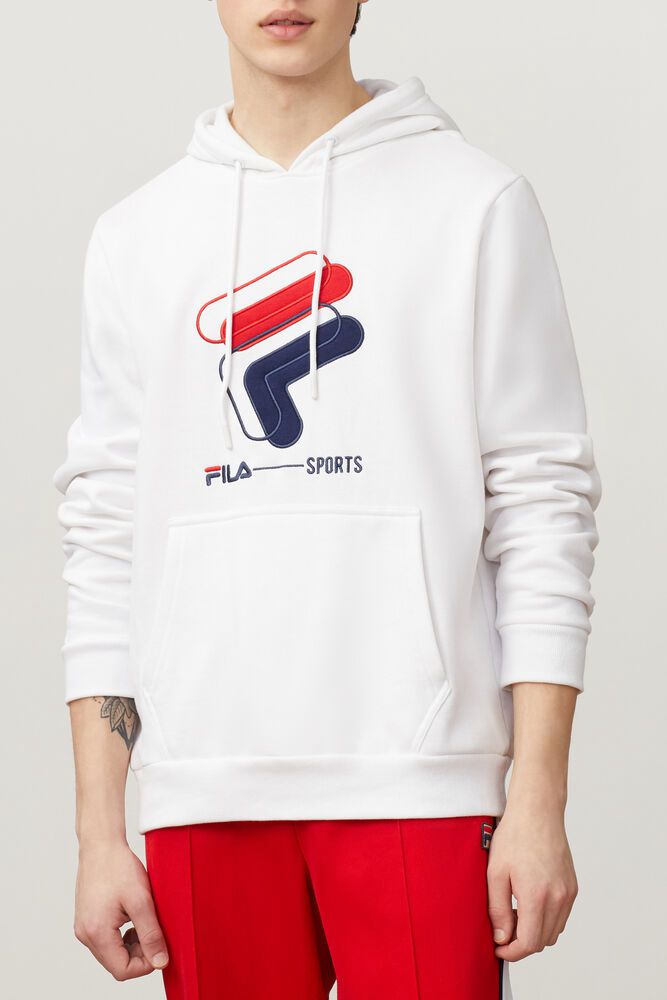 Fila Hoodie Mens White Rocky - Ireland 65473-ZVEO